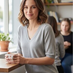 Banana Republic 100% Merino Wool Short Sleeve Gray Sweater – Women’s Soft Luxe